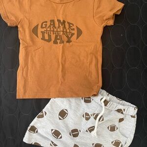 Toddler Football Graphic Tee & Shorts Set - Tee with Grey Football Shorts